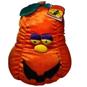 Vintage DanDee soft expressions Jack-O-Latern plush pumpkin 11" tall